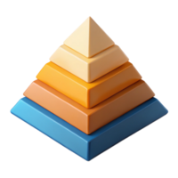 wonderful surreal Pyramid chart with hierarchical levels. Crisp edges, flat color, geometric with Scalable Design. expertly shot png