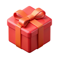 nostalgic alluring Isometric gift box, flat red color, crisp edges, single-weight stroke with Scalable Design. studio quality png