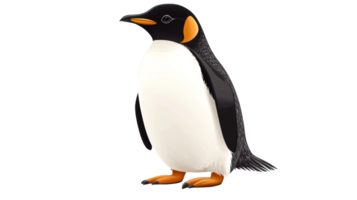 Standing Emperor Penguin on Black, cut out transparent png