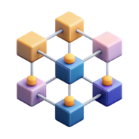 gorgeous timeless Isometric cubes connected, clean lines, flat color. Scalable, minimal design with Scalable Design. png