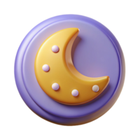 reflective vibrant Crescent moon badge with a dot. Flat color, clean lines, symmetrical with Scalable Design. artisan png