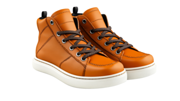 Stylish brown high top shoes with modern design png