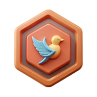 iconic renaissance Octagonal badge with a stylized bird. Single-weight stroke, flat color, clean lines with Scalable Design. refined png