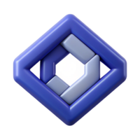 inspirado retro geométrico, simétrico logotipo apresentando intertravamento quadrados. fresco arestas, plano cor com escalável Projeto. magistralmente capturado png