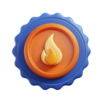 sereno quintessencial circular crachá com uma simples chama ícone. simétrico, escalável, limpar \ limpo linhas com escalável Projeto. png