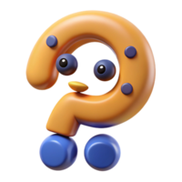 vibrant mid-century Question mark character with a curious expression. Scalable, minimal, symmetrical design with Scalable Design. luxury png