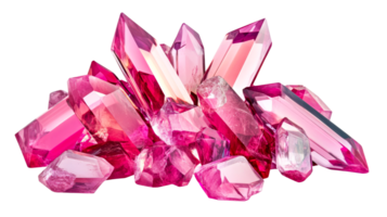 Pink crystal clusters on clear background png
