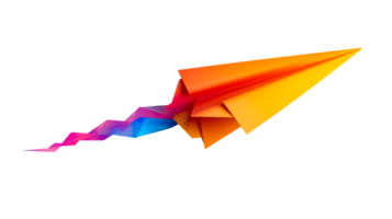 Colorful paper airplane flying through the air png