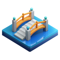 wonderful distinctive Isometric bridge over water. Flat color, clean lines with Scalable Design. png