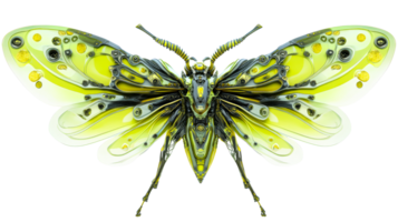 Intricate mechanical moth, cut out transparent png