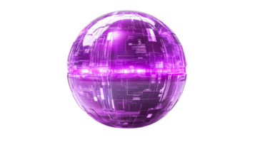Sphere with intricate technological surface, cut out transparent png