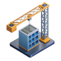 signature classic Isometric building crane. Crisp edges, single-weight stroke with Scalable Design. detailed png