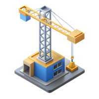 striking bold geometric Isometric building crane. Crisp edges, single-weight stroke with Scalable Design. crisp png