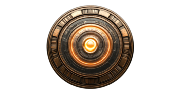 Metallic Tech Circle with Glowing Core, cut out transparent png