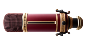 Studio microphone on black, cut out transparent png