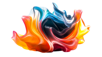 Fluid colorful paint blob isolated, cut out transparent png