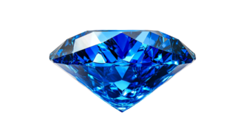 Bright blue diamond with sharp facets displayed png