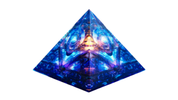 Vibrant geometric shape with glowing patterns png