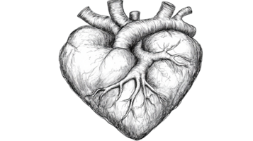 Artistic depiction of a human heart with veins png
