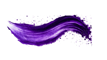 Purple paint stroke with splatter effect on white png