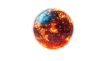 Global network sphere node connection, cut out transparent png