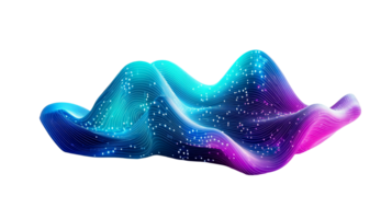 Data Wave Glowing Particle Flow, cut out transparent png