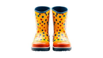 Pair rubber boots with dots, cut out transparent png