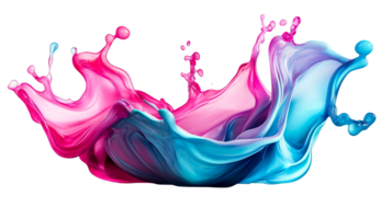 Dynamic Liquid Splash, Pink and Blue, cut out transparent png
