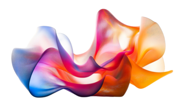 Wavy Gradient Color Mesh on Black, cut out transparent png
