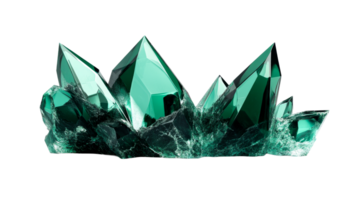 Emerald crystal cluster, clear background png