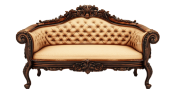Elegant vintage sofa with intricate carvings png