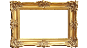 Golden ornate frame with transparent background png