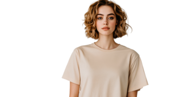 Model in casual wear with neutral look png