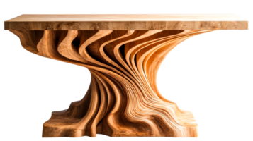 Unique wooden table with intricate design png
