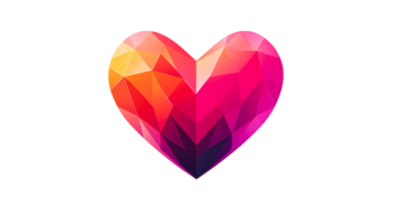 Geometric Heart Shape on Black, cut out transparent png