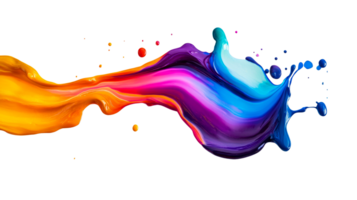 Multicolor liquid splash on dark, cut out transparent png
