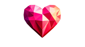 Polygonal heart shape, cut out transparent png