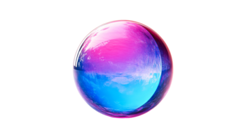 Glowing sphere with pink and blue tones, cut out transparent png