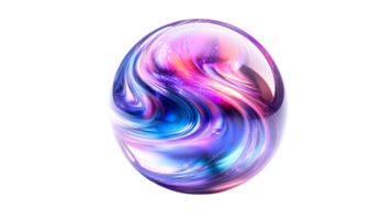 Glassy orb with swirling colors, cut out transparent png
