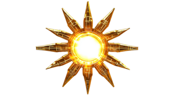 Golden starburst, isolated, cut out transparent png