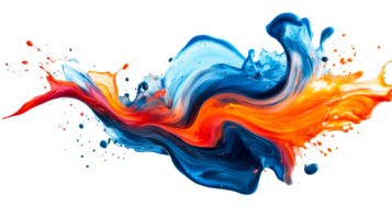 Dynamic multicolor fluid burst on background, cut out transparent png