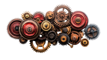 Interlocking mechanical cogs, gears collection, cut out transparent png