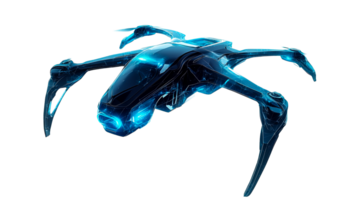 Hovering futuristic vehicle, cut out transparent png