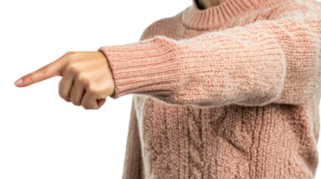 Index Finger Gesture in Sweater, cut out transparent png