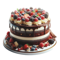 Dark Chocolate Glaze, and Mixed Berries png