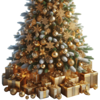 Elegant Christmas Tree with Golden Ornaments png