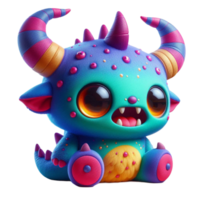 dorable Little Monster with Horns and Big Eyes png