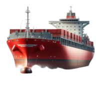 front view red cargo container ship 3d isolated render png