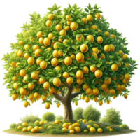 Full Lemon Tree Loaded with Fruits png