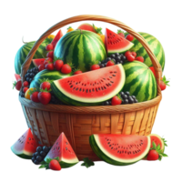 Fresh Watermelon and Fruit Basket png